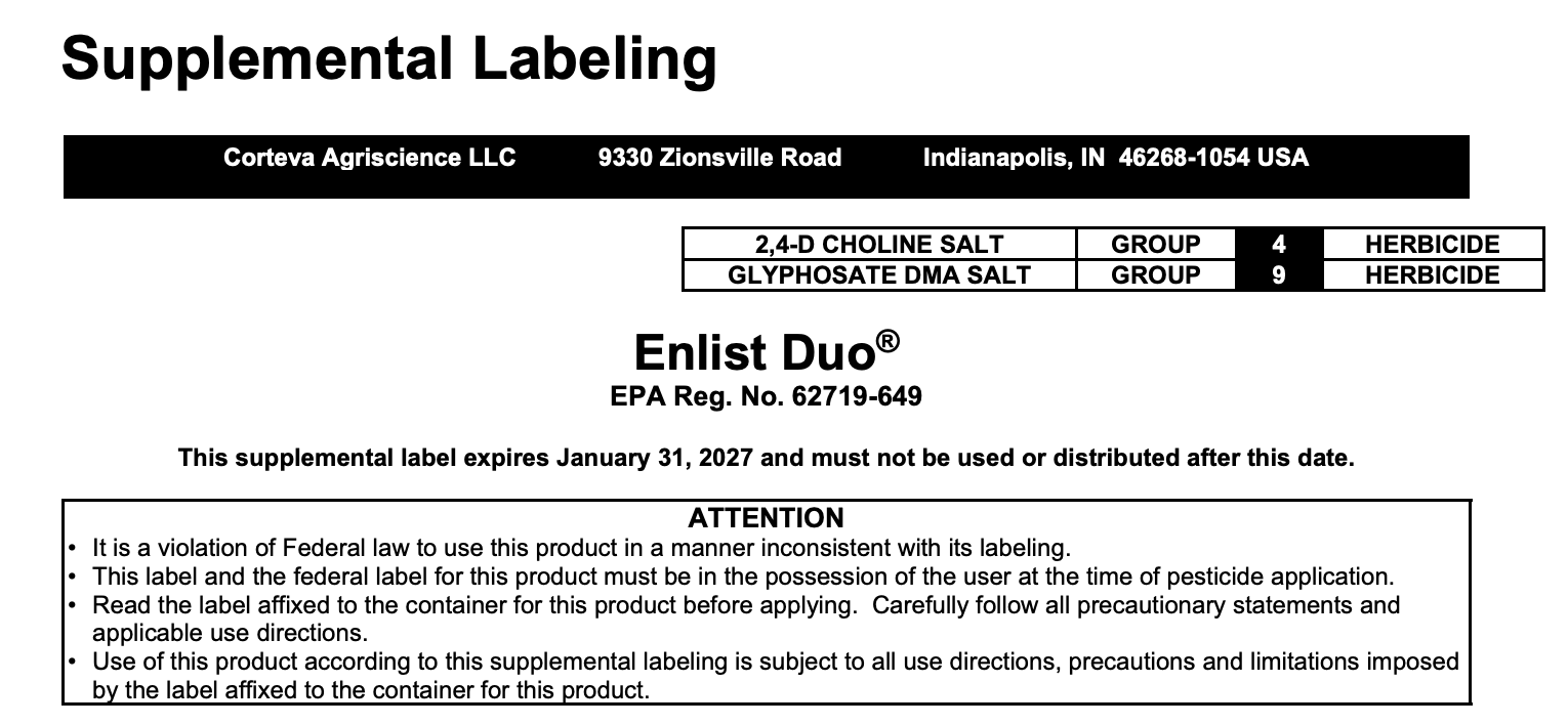 Enlist Supplemental Label