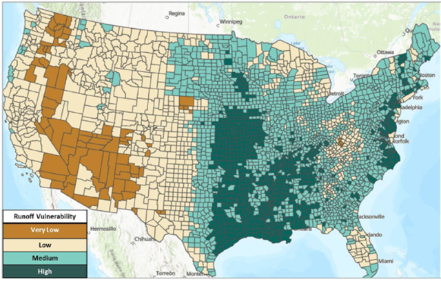 Runoff Vulnerability Map of the United States