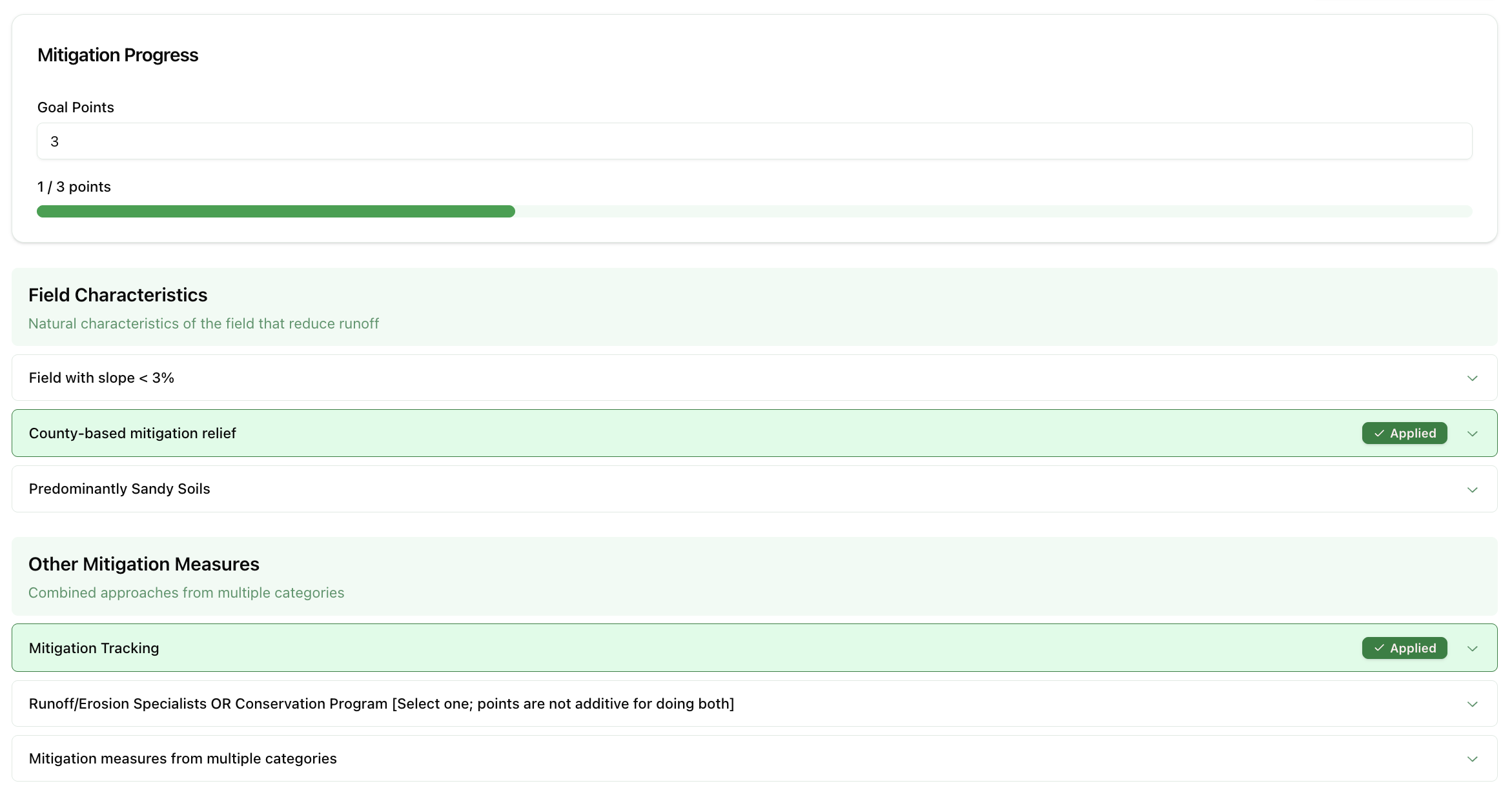 Interactive Mitigation Selection